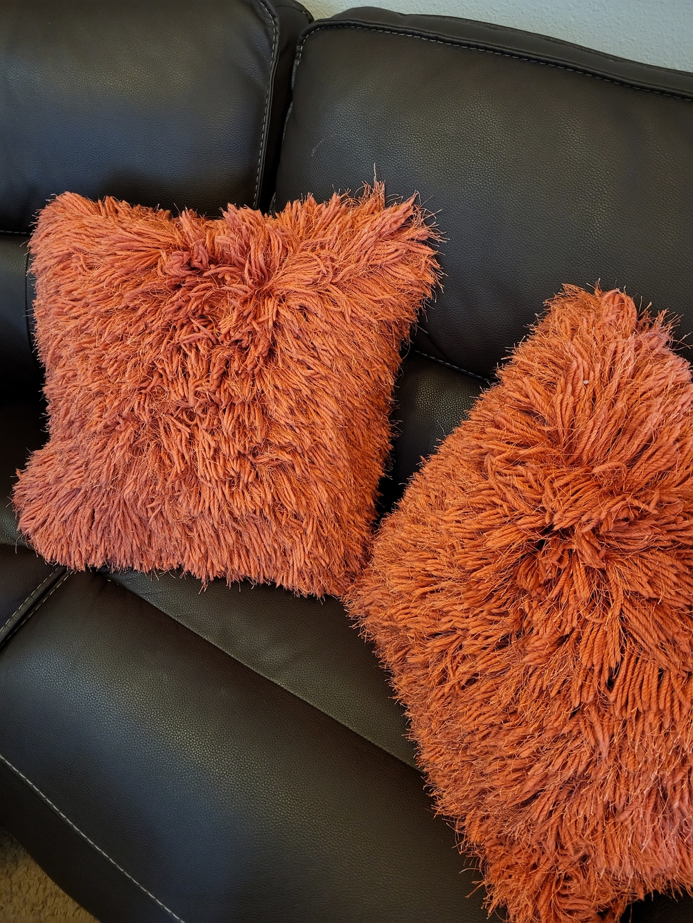 Celebrity Home Pillow Covers Shaggy Faux Fur Burnt Orange Two Boho